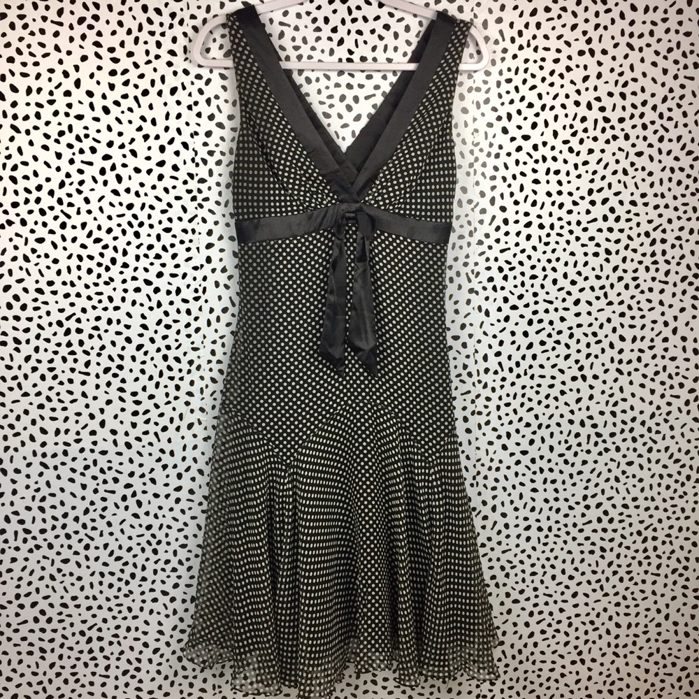 XXI Black and White Polka Dot Silk Dress Size M